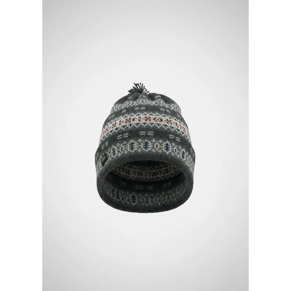 Vintage Turtle Fur Fair Isle Wool Blend Knit Beanie Hat Gray XL Pom Winter USA